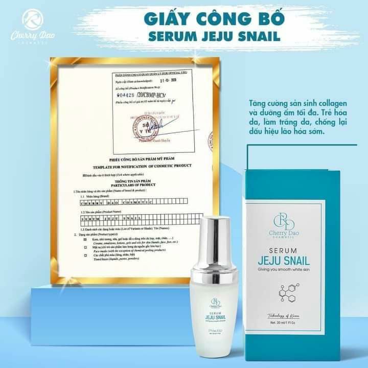 Serum Jeju Snail CRD Cherry Đào 30ml dưỡng trắng da mặt, trẻ hóa làn da | BigBuy360 - bigbuy360.vn