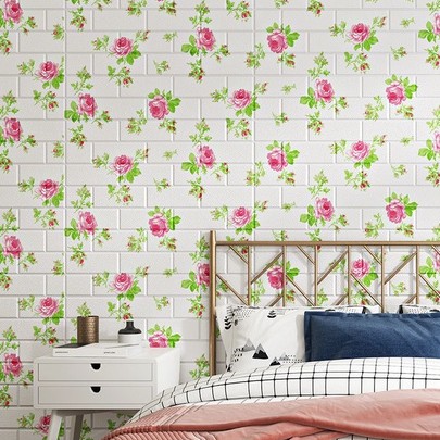 Xốp Dán Tường 3D Hoa hồng Decal Dán Tường Kích Thước 35x30 cm, hàng loại1