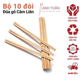 Bộ 10 đôi đũa gỗ Căm Liên tự nhiên dùng trong bữa cơm gia đình