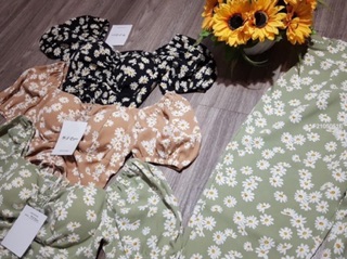 Set hoa cúc áo croptop
