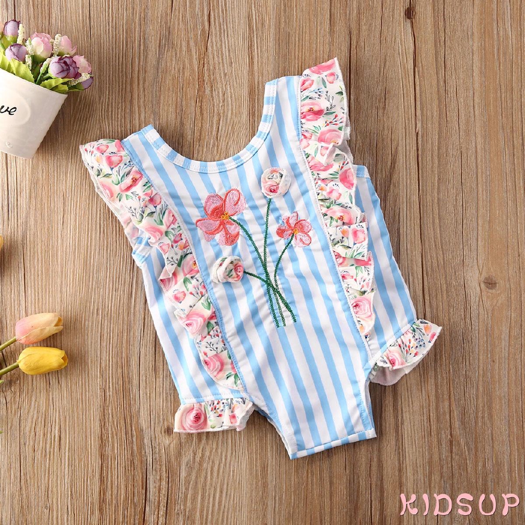 Bộ Đồ Bơi In Hình Nàng Tiên Cá Và Hoa Dành Cho Bé Gái 1-7 Tuổi
