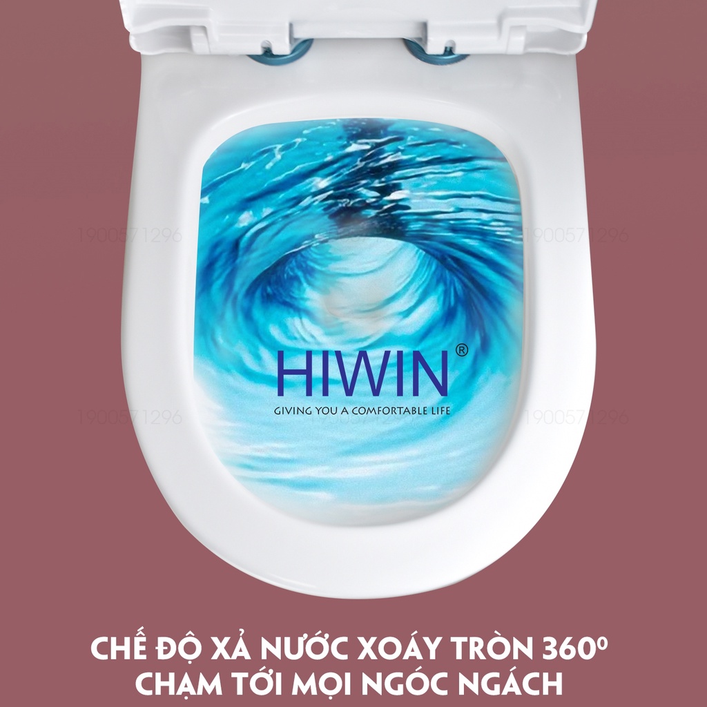 Bồn cầu sứ nguyên khối tráng men chống bám bẩn cao cấp siêu tiết kiệm nước HIWIN MT-2016