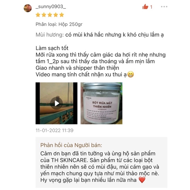 Bột Rửa Mặt Thiên Nhiên Làm Sạch Sâu Giảm Mụn Ẩn Mụn Đầu Đen TH SKINCARE 250G