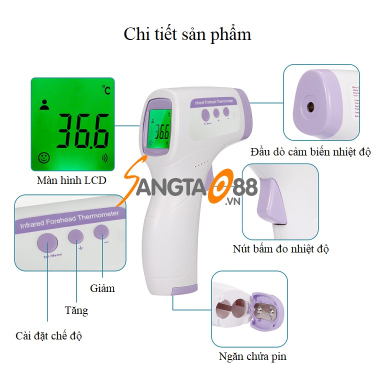 Nhiệt kế hồng ngoại 360 độ GF-Z99Y ( Đo nhiệt độ cơ thể, đo nhiệt độ nước, sữa cho trẻ )