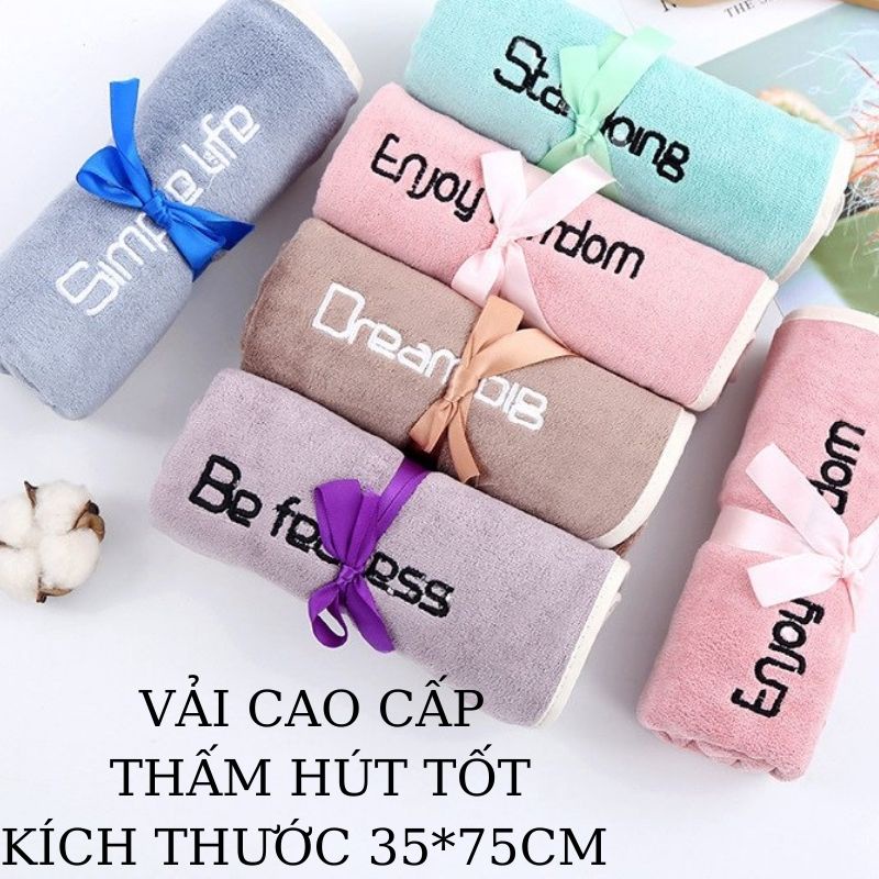 Khăn tắm gội lông cừu cao cấp với sợi bông cotton 35*75cm mềm mại siêu dày thấm hút tốt không đổ lông không ra màu