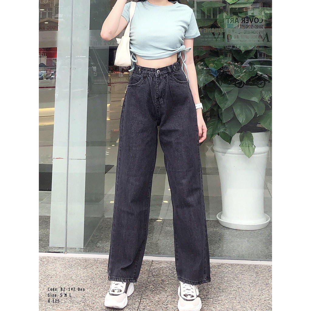 Quần jean nữ baggy King168, quần nữ co dãn nhẹ mẫu THU75
