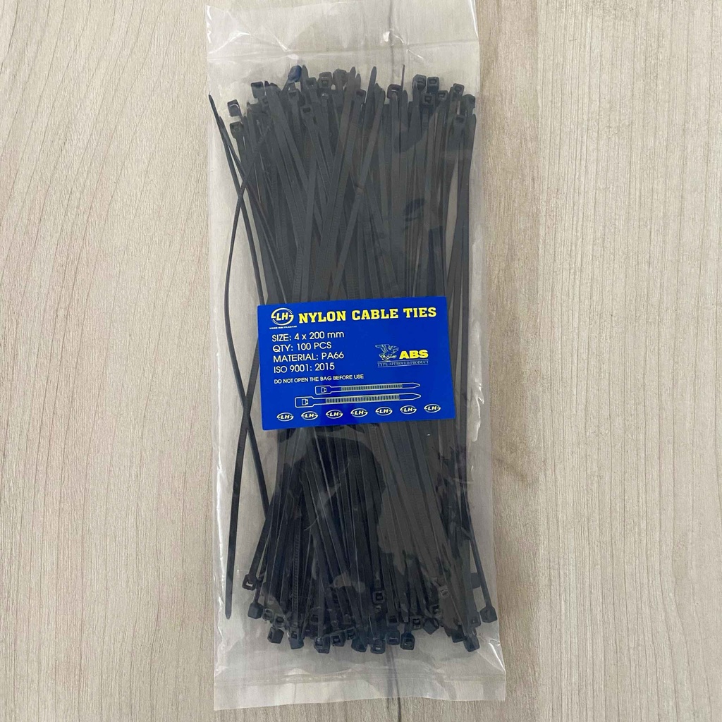 Dây rút dây thít nhựa trắng đen 2 tấc  100 sợi/bịch