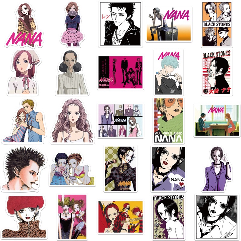 Bộ 50 Sticker Anime NaNa Trang Trí Ván Trượt, Laptop, Notebook, Xe Hơi