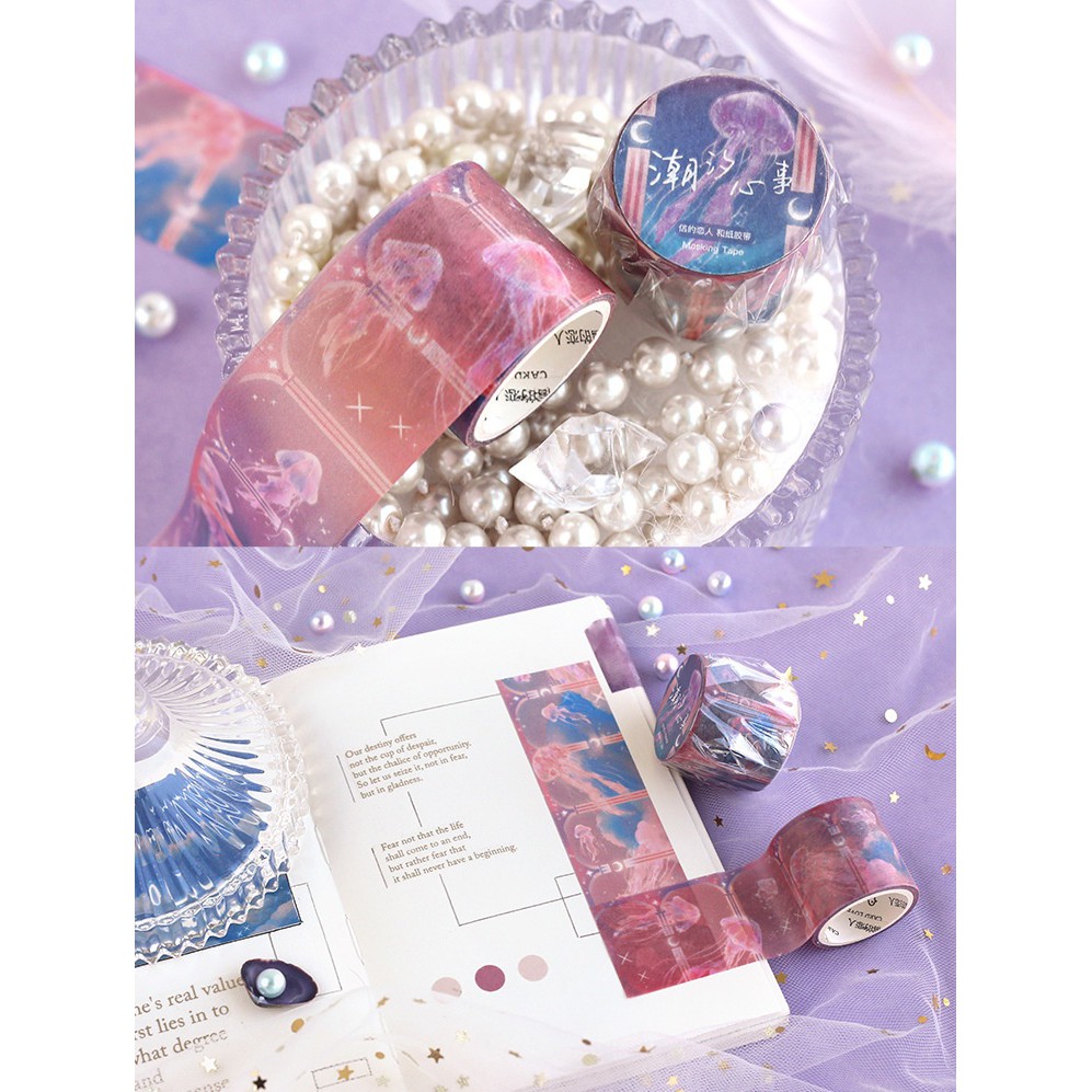 Washi tape phong cảnh bầu trời vintage galaxy cuộn washi sticker trang trí sổ tay bullet journal dụng cụ dán