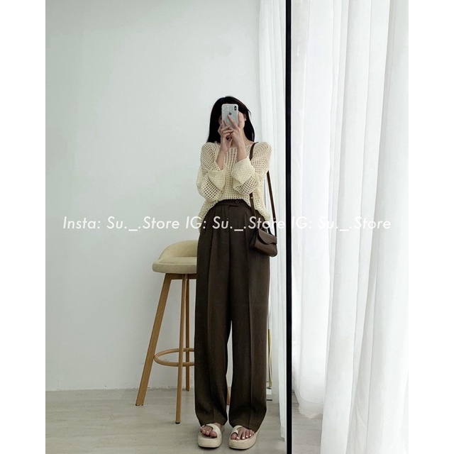 set áo len lưới cổ tròn mix áo dây đồng màu (2398#)