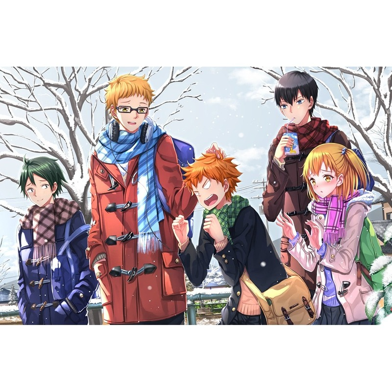 Bộ tranh đính đá 5D họa tiết hoạt hình chàng trai bóng chuyền độc đáo DIY 40X30