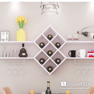 Kệ trang trí để rượu gỗ lõi anh nhập khẩu