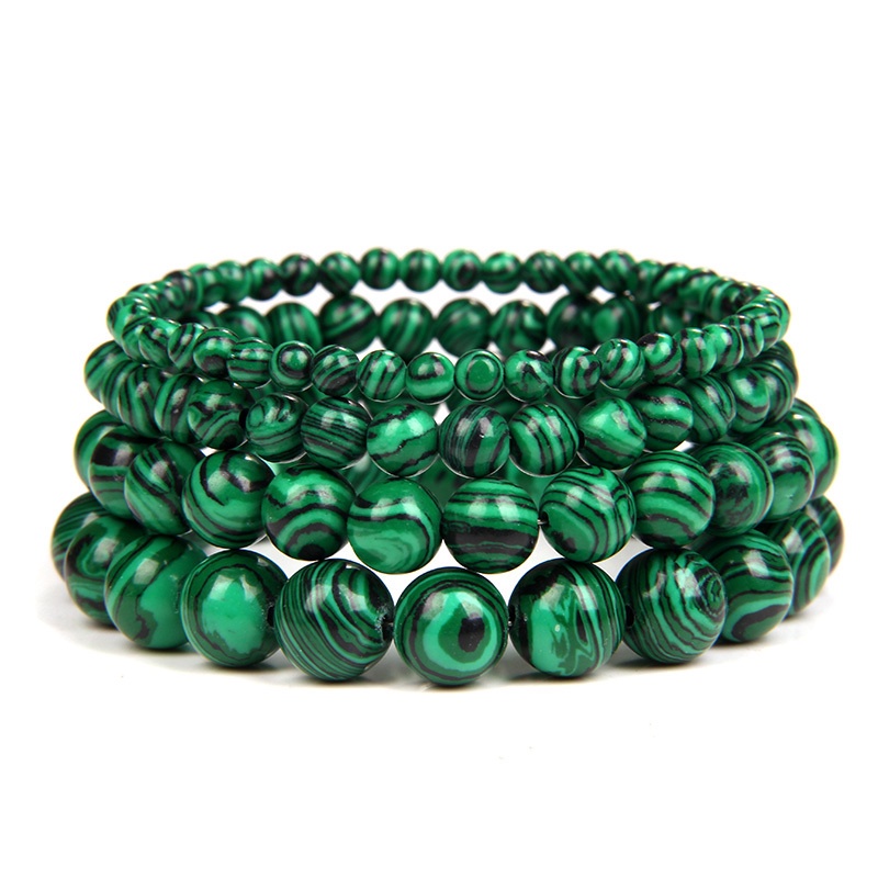 Chuỗi Hạt Đá Malachite Tự Nhiên Màu Xanh Lá Tự Nhiên Kích Thước 4/6/8/10mm Dùng Làm Đồ Trang Sức Thủ Công