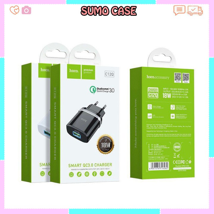 Củ Sạc Hoco C12Q 💥 Cốc Sạc Hoco C12Q Sạc Nhanh 18W QC3.0 Hàng Chính Hãng BH 12 Tháng Chưa Có Đánh Giá