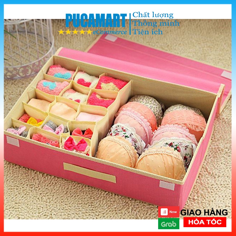 Hộp Đựng Đồ Lót 16 Ngăn Có Nắp Đậy, Khay Đựng Đồ Lót Nhiều Ngăn, Hộp Sắp Xếp Đồ Lót - PucaMart