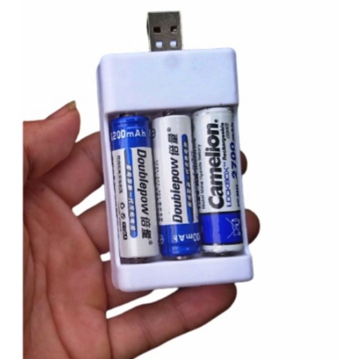 Bộ sạc pin tiểu, pin AA cổng USB tiện lợi, sạc pin mọi lúc, có thể sạc bằng cổng USB hoặ cục sạc dự phòng...