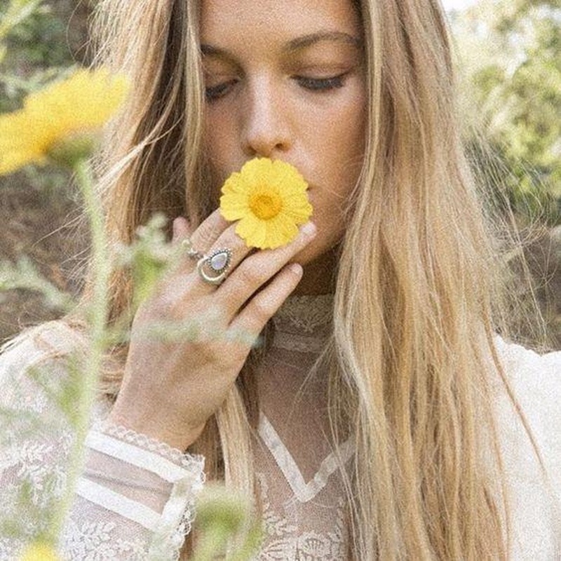 Phong Cách Mới Dát Đá Mặt Nhẫn Bạc Vintage Trang Sức