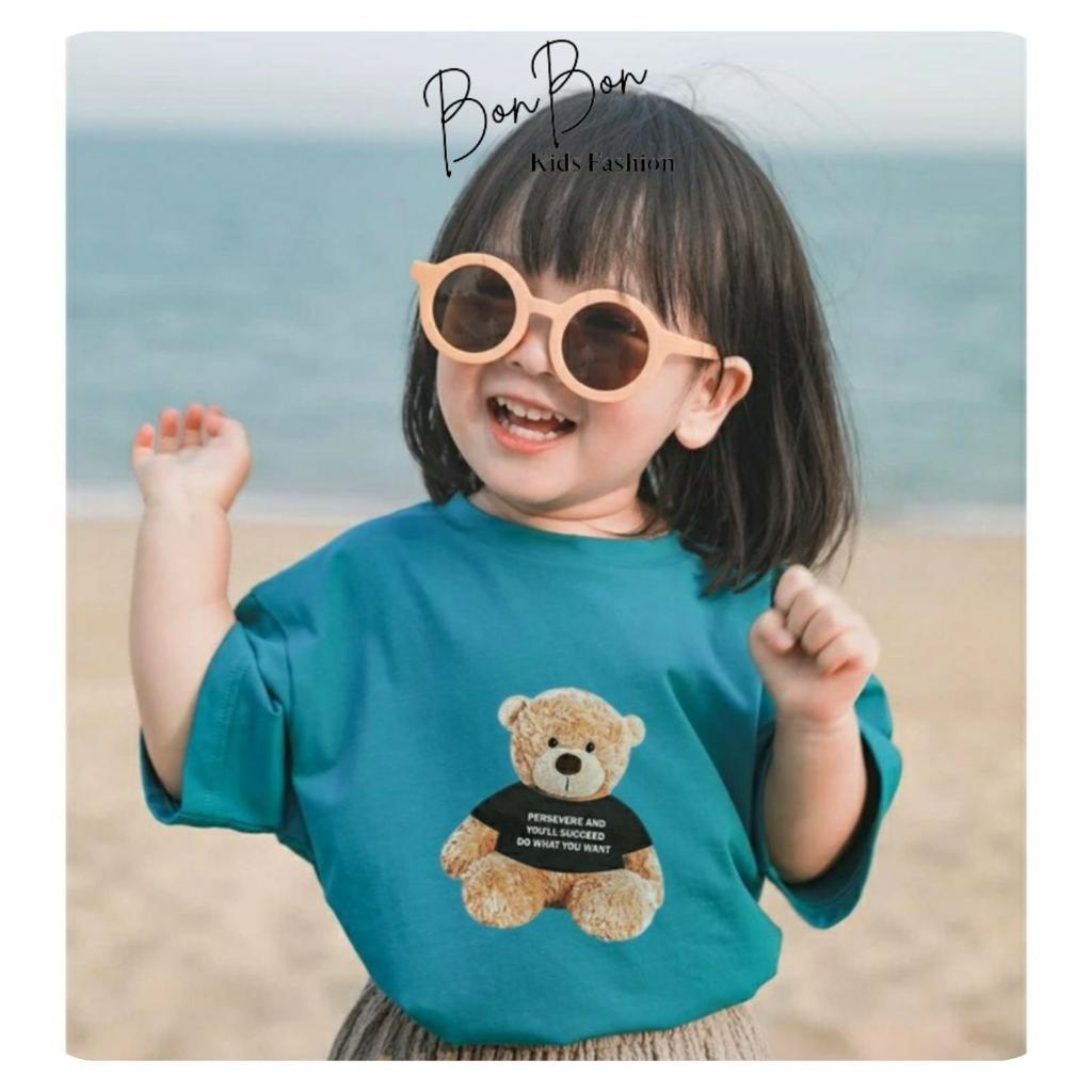 Áo Phông Cotton Thun Tay Lỡ Cho Bé Trai Bé Gái BonBon.Kids M37 Gấu Teddy Quần Áo Trẻ Em Minky mom Kwoo 1 2 3 Tuổi