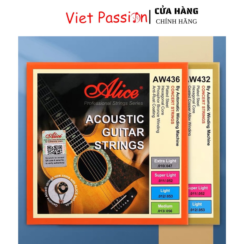 Dây đàn guitar acoustic Alice AW432 A206 A406 AW436 AWR47  chính hãng Viet Passion