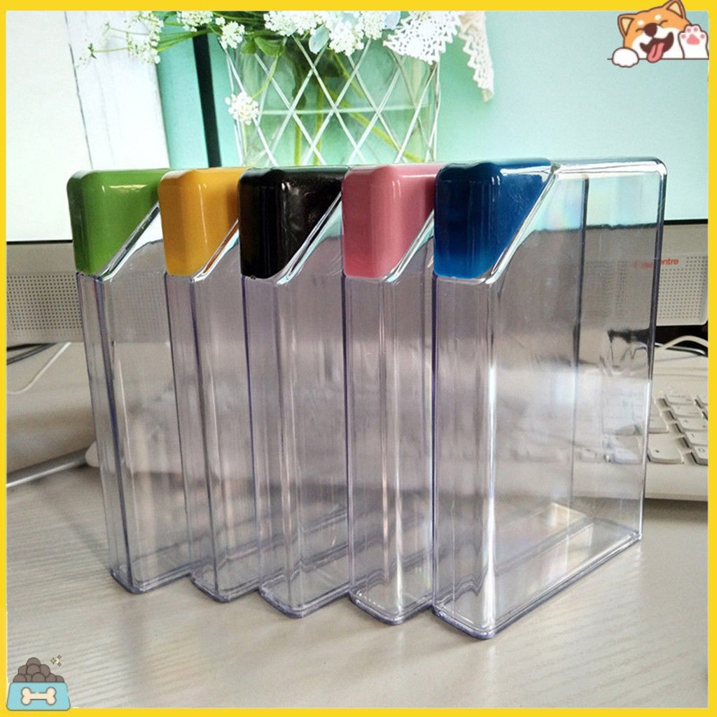 Bình Nước Làm Từ Nhựa Trong Suốt Hình Cuốn Sách Nhỏ Gọn Sáng Tạo 450ml