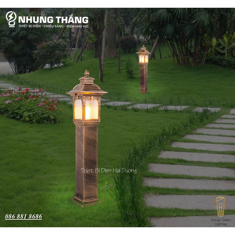 Đèn Cột Trang Trí Sân Vườn Cổ Điển DSV-1172 Chống Nước - Chiều Cao 82cm - Cắm Điện 220V - Kèm Bóng G45 - Bảo Hành 1 Năm