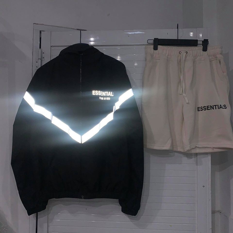 -HÀNG NHẬP KHẨU Áo Khoác Dài Tay Nam Nữ ESSENTIALS FEAR OF GOD Phản Quang Dù 2 Lớp Form Rộng Unisex Thời Trang Casual St