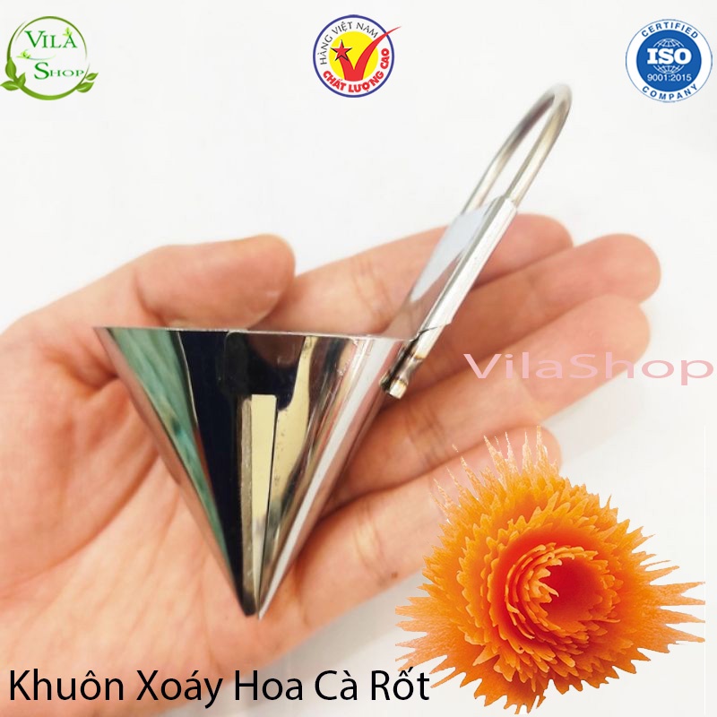 Nạo Xoáy Hoa Cà Rốt, Nạo Inox Tạo Hình Rau Củ, Khuôn Phễu Xoáy Tỉa Hoa Trang Trí Món Ăn Đẹp Mắt Tiện Lợi
