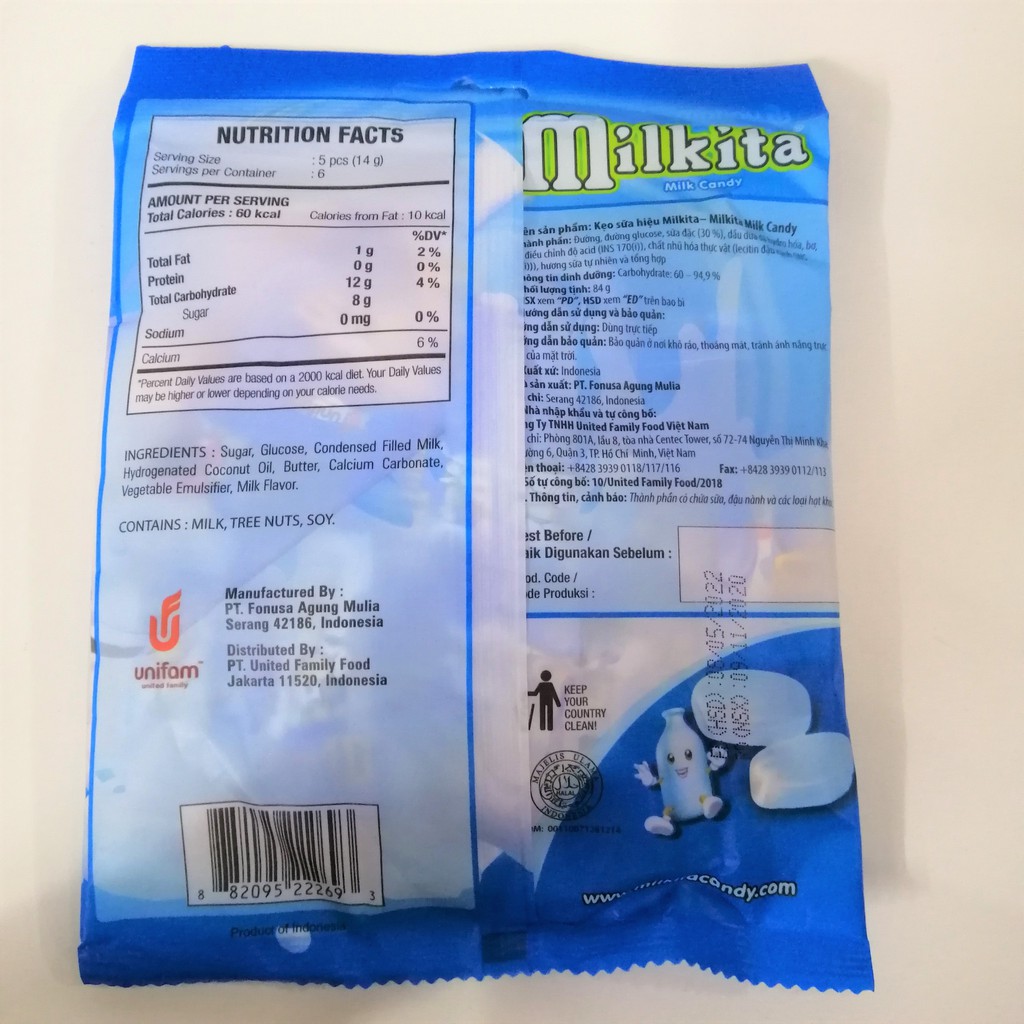 Kẹo Sữa Milkita Vị Sữa Milkita Milk Candy (Gói 84g)