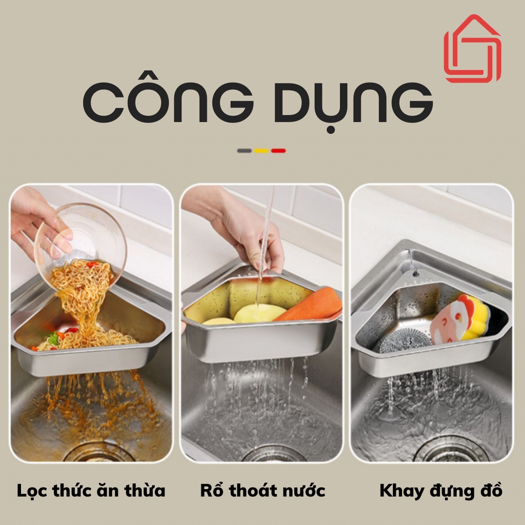 Rổ lọc rác bồn rửa chén ngăn tắc bồn rửa, Khay lọc rác bồn rửa chất liệu INOX 304 siêu bền,chống hoen gỉ