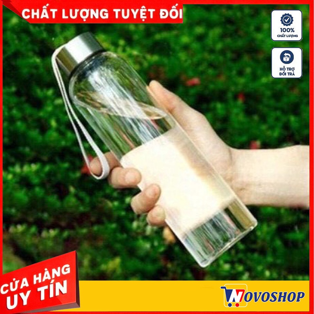 Chai thủy tinh có dây đựng nước ép, detox , lọ thủy tinh đựng sữa hạt 350ml, 500ml
