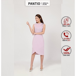 FDP52136 - Đầm dạo phố trễ vai đính hoa - PANTIO