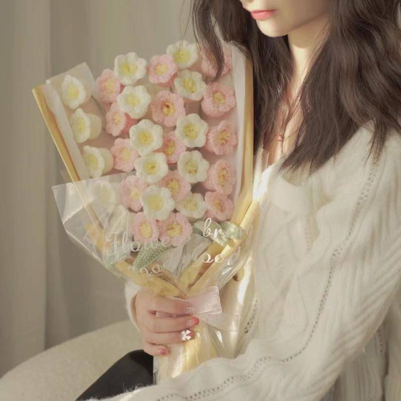 Bó Hoa Giả Đan Tay Thủ Công Diy Dùng Làm Quà Tặng Valentine / Bạn Gái