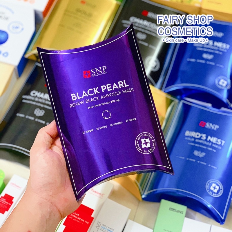 Mặt Nạ Tinh Chất Collagen Ngọc Trai Đen Phục Hồi Da Bị Hư Tổn SNP Black Pearl Renew Ampoule Mask25ml