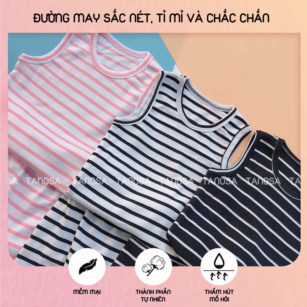 Bộ quần đùi áo ba lỗ sát nách TANOSA cotton kẻ sọc cho bé trai và gái 1-5 tuổi