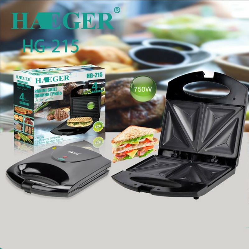 Máy Kẹp Ép Bánh Mỳ Haeger , Máy Nướng Bánh Sandwich Đa Năng Tiện Lợi