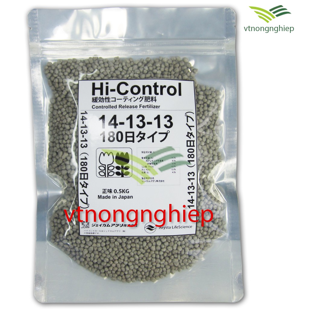 Phân chì tan chậm Nhật Bản Hi-Control, npk 14-13-13, túi 500(g)