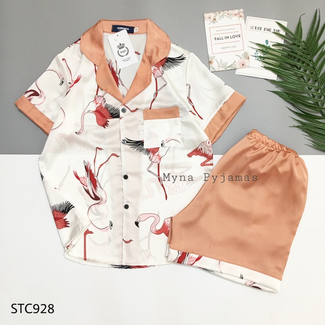 Myna Pyjamas - Bộ lụa satin Cộc Đùi hình