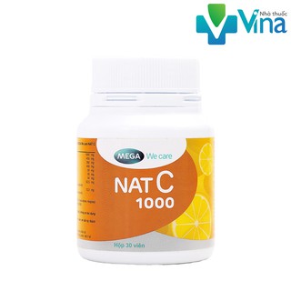 NAT C Mega - Viên uống bổ sung Vitamin C 1000mg, Hộp 30 viên