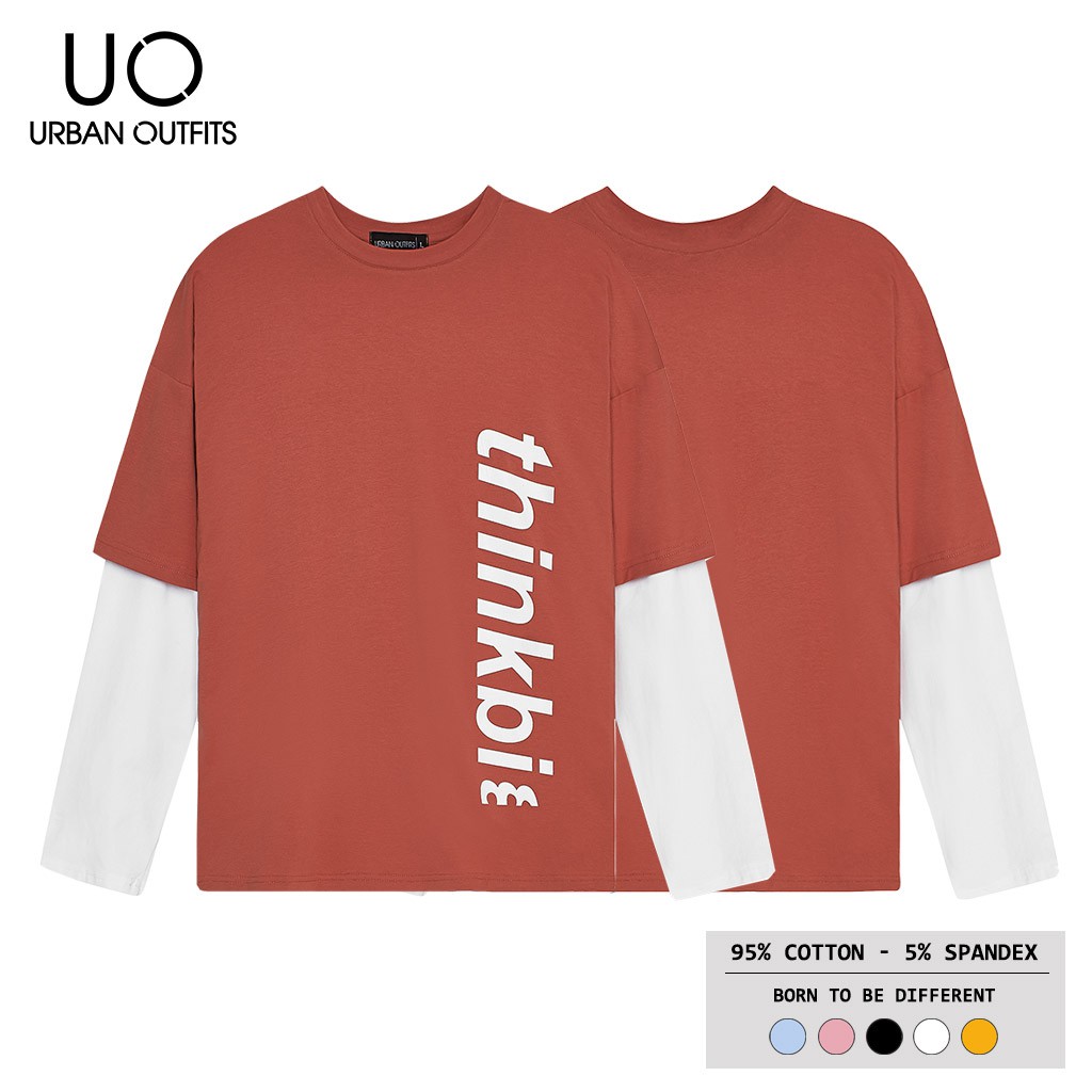 Hàng OUTLET 5 Màu TDO06 Áo Thun Tay Dài Phối Nam Nữ Form Rộng URBAN OUTFITS In Chữ Thinkbi 100 Cotton 4 Chiều | BigBuy360 - bigbuy360.vn
