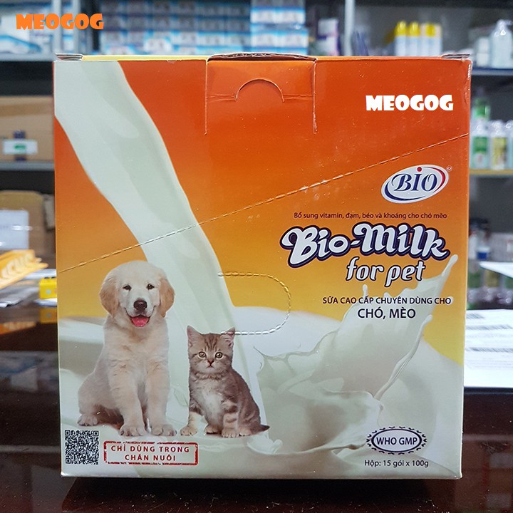 SỮA CHO CHÓ MÈO BIO MILK- Sữa cao cấp chuyên dùng cho chó, mèo 1 gói 100g