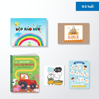 Hộp Háo Hức GIÁC QUAN, 0-3 tuổi, Combo 2 cuốn sách đa tương tác, Set trò chơi ĐI CHỢ T420