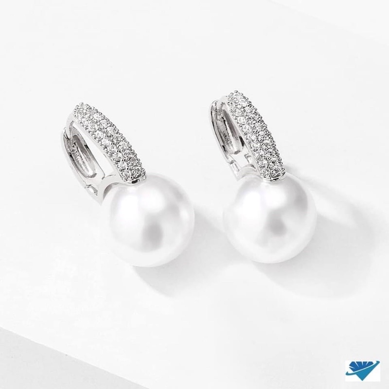 Bông tai nữ gắn trai-Bông tai trai gắn đá sang trọng -Bông tai bạc ta THJ