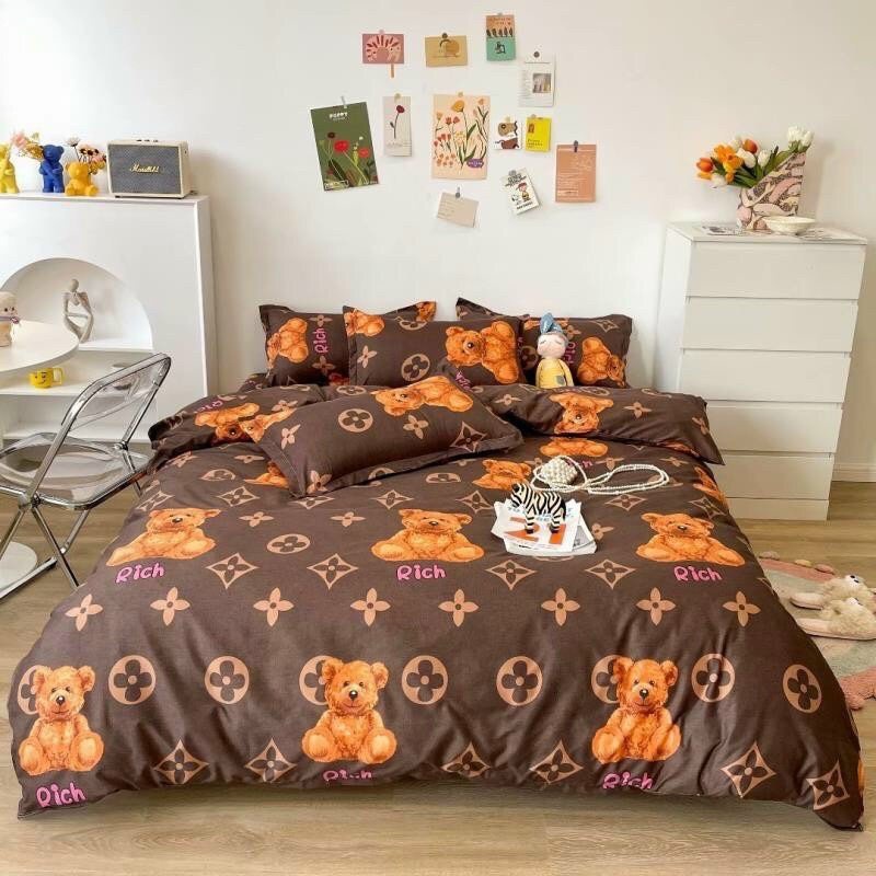 (Giá sốc)  Bộ 5 Món Vỏ Chăn Ga Gối Chuột mickey xám Coton poly cao cấp (mền mỏng không kèm ruột, có khóa kéo)