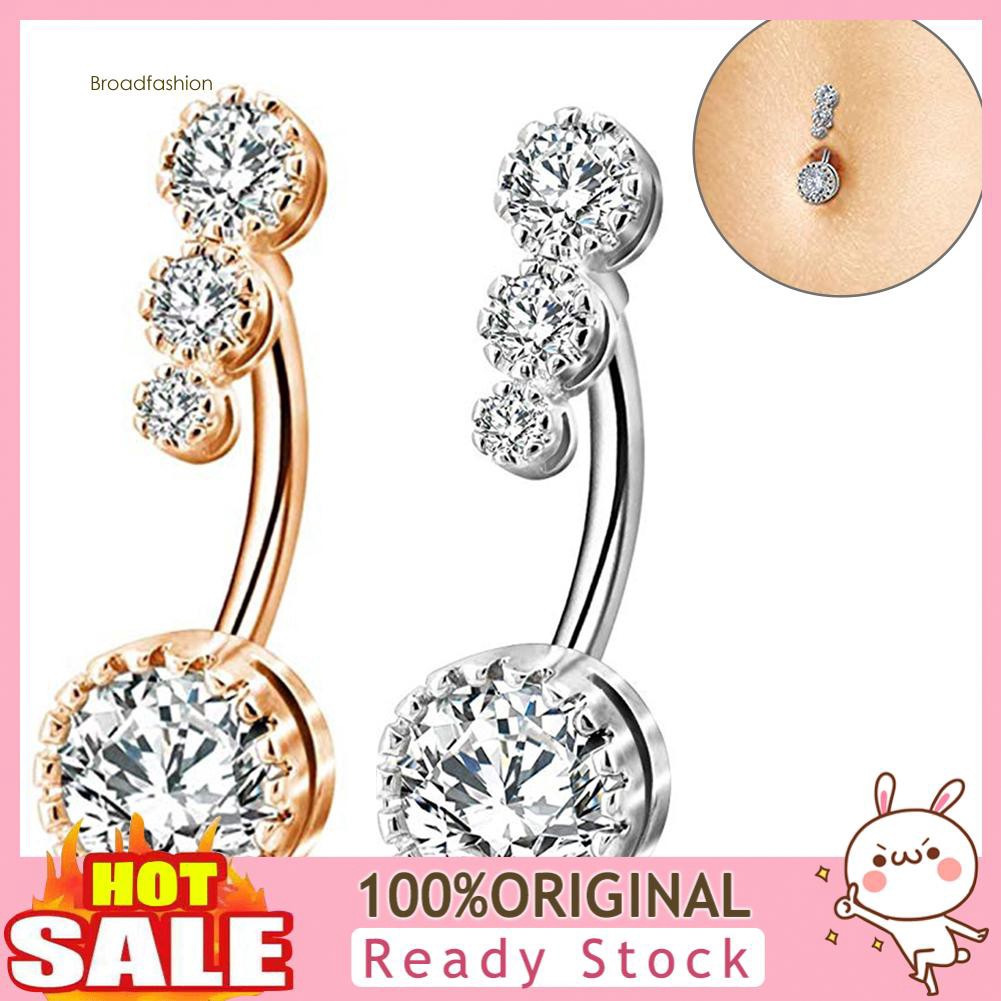 Khuyên xỏ rốn đính đá Zirconia hình tròn cho nữ