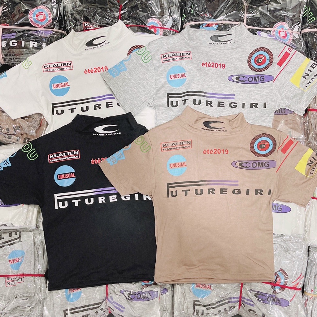 áo kiểu tay ngắn cổ lọ in hình thù cá tính na