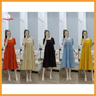 Váy bầu thiết kế baby cổ vuông ( ảnh thật +video)