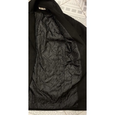 Áo khoác măng tô dạ dáng dài màu đen