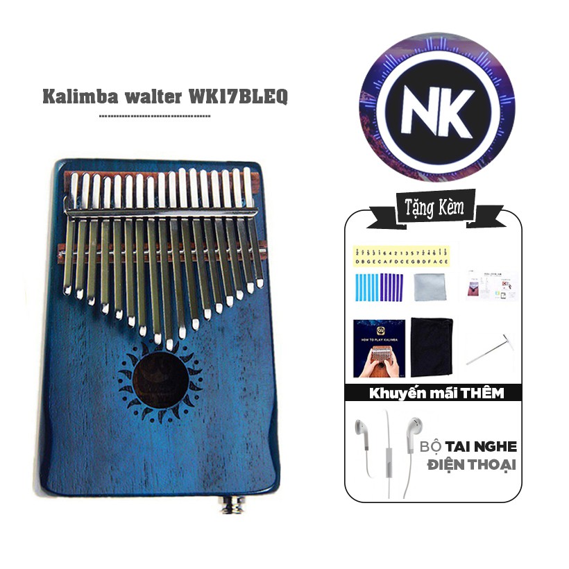 Đàn Kalimba Walter WK17BLEQ 17 Phím Tặng Kèm Tai Nghe Thời Trang - Hàng Có Sẵn