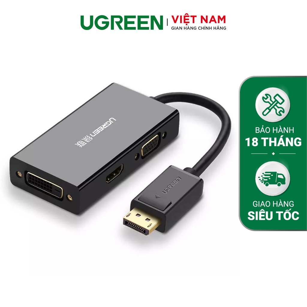 Cáp chuyển đổi đa năng Displayport sang HDMI+VGA+DVI-D(24+1) đầu cái UGREEN DP110 20420