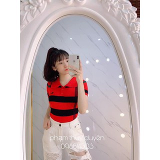 áo len kẻ montoghi cổ bẻ